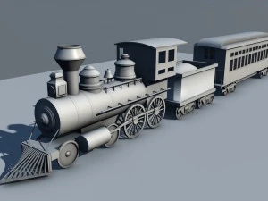 low poly steam engine train game ready 3D Model