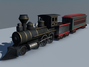 low poly steam engine train game ready Modelo 3D