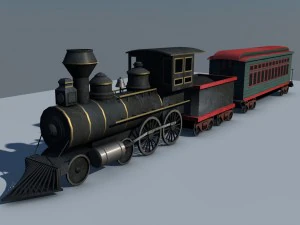 low poly steam engine train game ready 3D Model