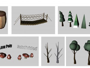 medieval low poly game pack buildings 3D Model