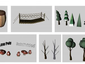 medieval low poly game pack buildings 3D Model