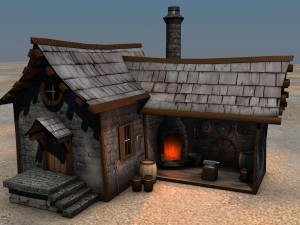 medieval low poly game pack buildings 3D Model