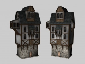 medieval low poly game pack buildings 3D Model
