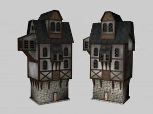 medieval low poly game pack buildings 3D Model