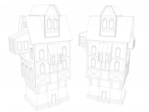 medieval low poly game pack buildings 3D Model