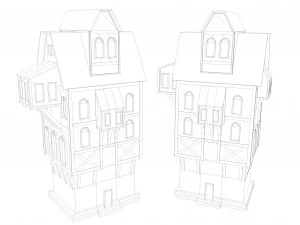 medieval low poly game pack buildings 3D Model