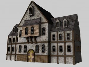 medieval low poly game pack buildings 3D Model
