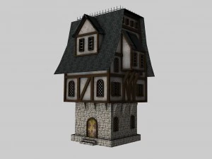 medieval low poly game pack buildings 3D Model