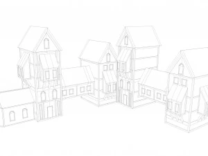 medieval low poly game pack buildings 3D Model