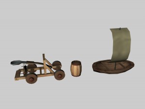 medieval low poly game pack buildings 3D Model