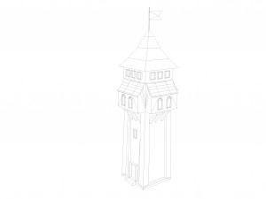 medieval low poly game pack buildings 3D Model
