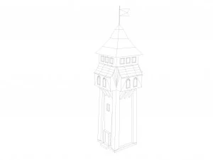 medieval low poly game pack buildings 3D Model