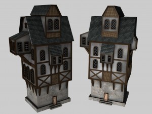 medieval low poly game pack buildings 3D Model