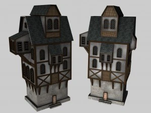 medieval low poly game pack buildings 3D Model