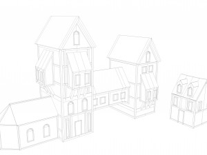 medieval low poly game pack buildings 3D Model