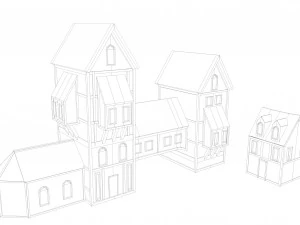 medieval low poly game pack buildings 3D Model
