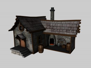 medieval low poly game pack buildings 3D Model