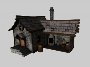 medieval low poly game pack buildings 3D Model