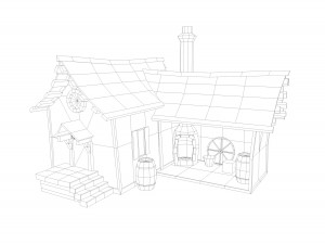 medieval low poly game pack buildings 3D Model