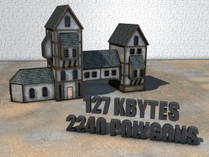 medieval low poly game pack buildings 3D Model