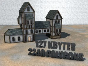 medieval low poly game pack buildings 3D Model