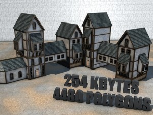 medieval low poly game pack buildings 3D Model