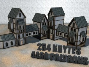 medieval low poly game pack buildings 3D Model