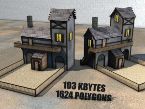 medieval low poly game pack buildings 3D Model