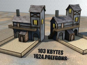 medieval low poly game pack buildings 3D Model