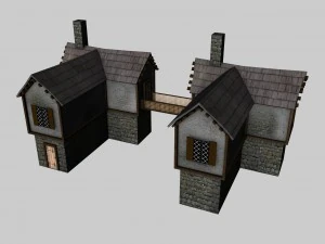 medieval low poly game pack buildings 3D Model