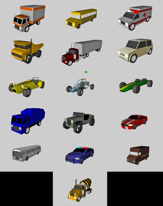 low poly game car pack Modelo 3D .c4d .max .obj .3ds .fbx .stl .blend 