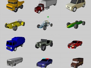 low poly game car pack Modelo 3D