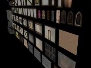low poly medieval building and material elements Modello 3D