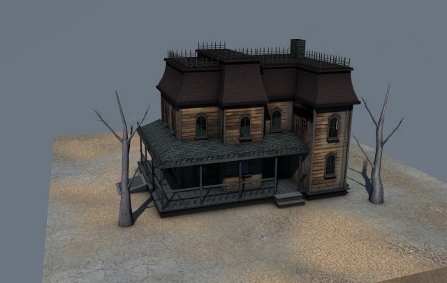 low poly haunted house 3D-Modell .c4d .max .obj .3ds .fbx .stl .blend 