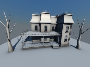 low poly haunted house 3D-Modell