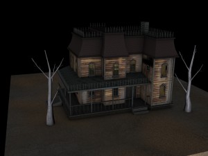 low poly haunted house 3D-Modell