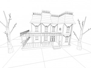 low poly haunted house 3D-Modell