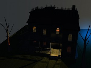 low poly haunted house 3D-Modell