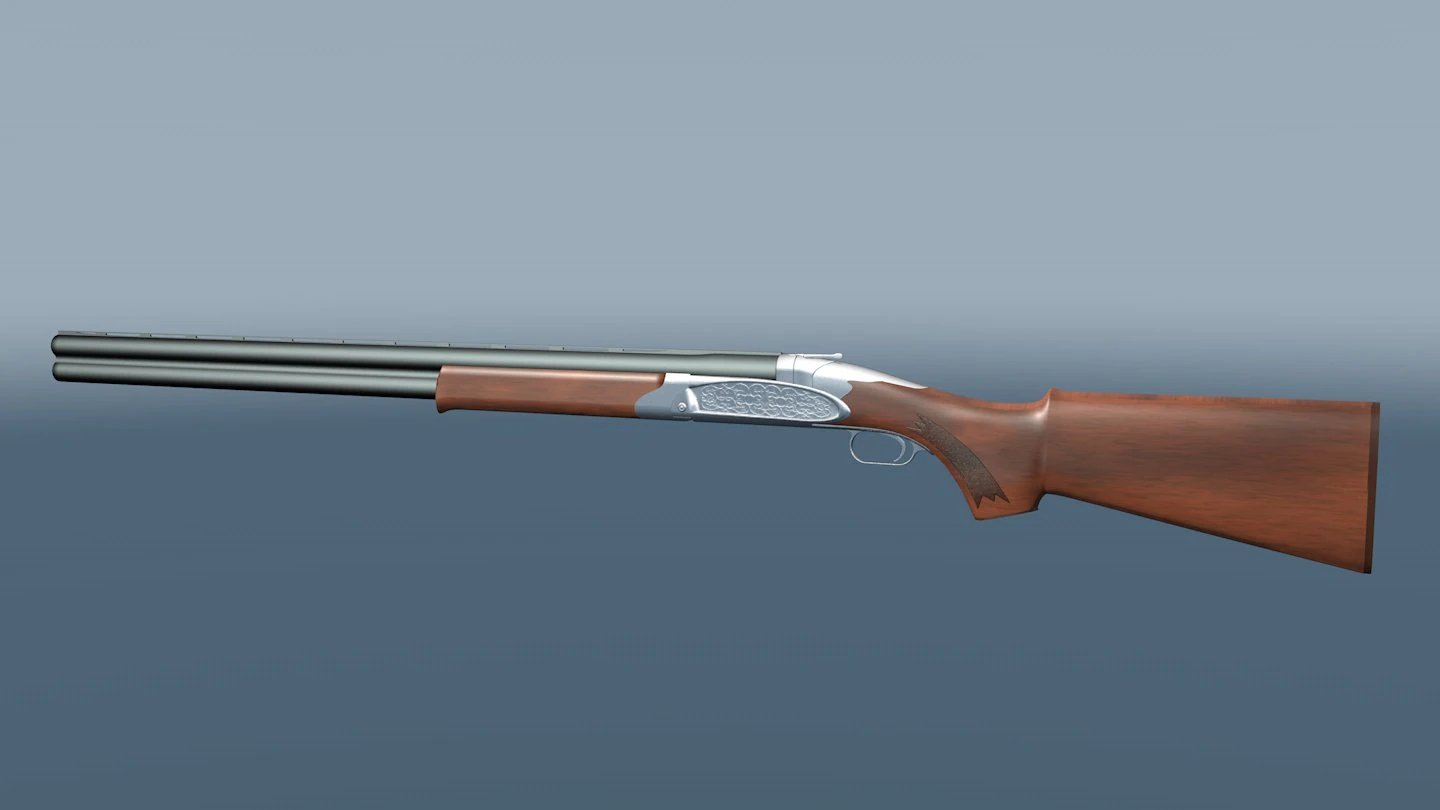 double-barreled shotgun 3D Model .c4d .max .obj .3ds .fbx .stl .blend 