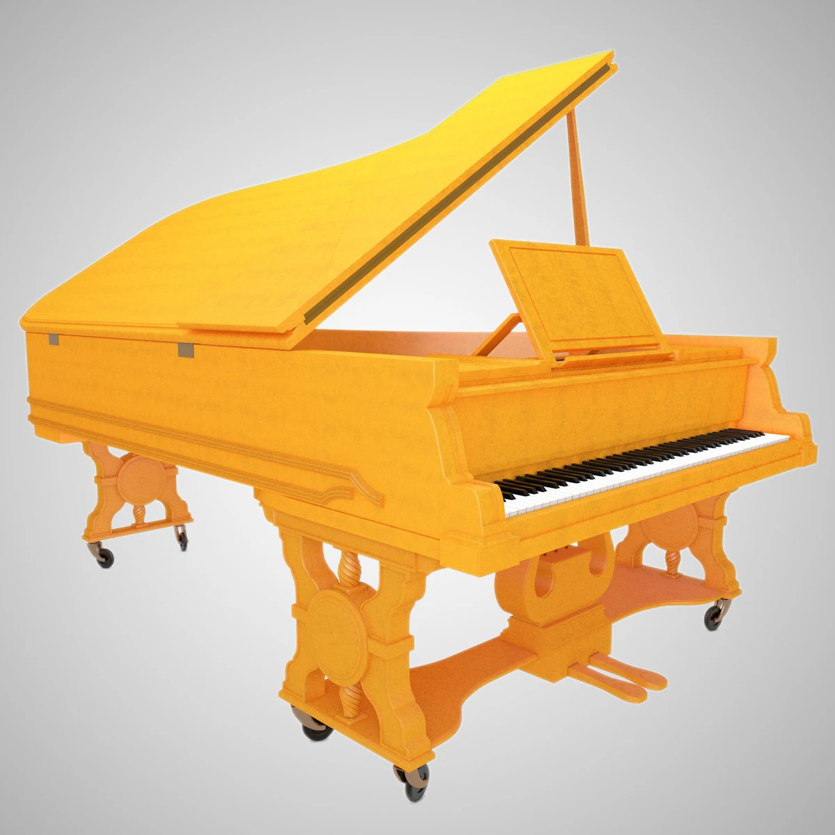 old grand piano 3D Model .c4d .max .obj .3ds .fbx .stl .blend 