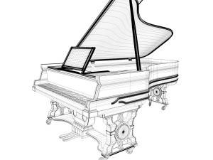 old grand piano Modelo 3D