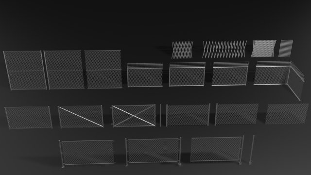 metal enclosure and fences for games 3D Model .c4d .max .obj .3ds .fbx .stl .blend 