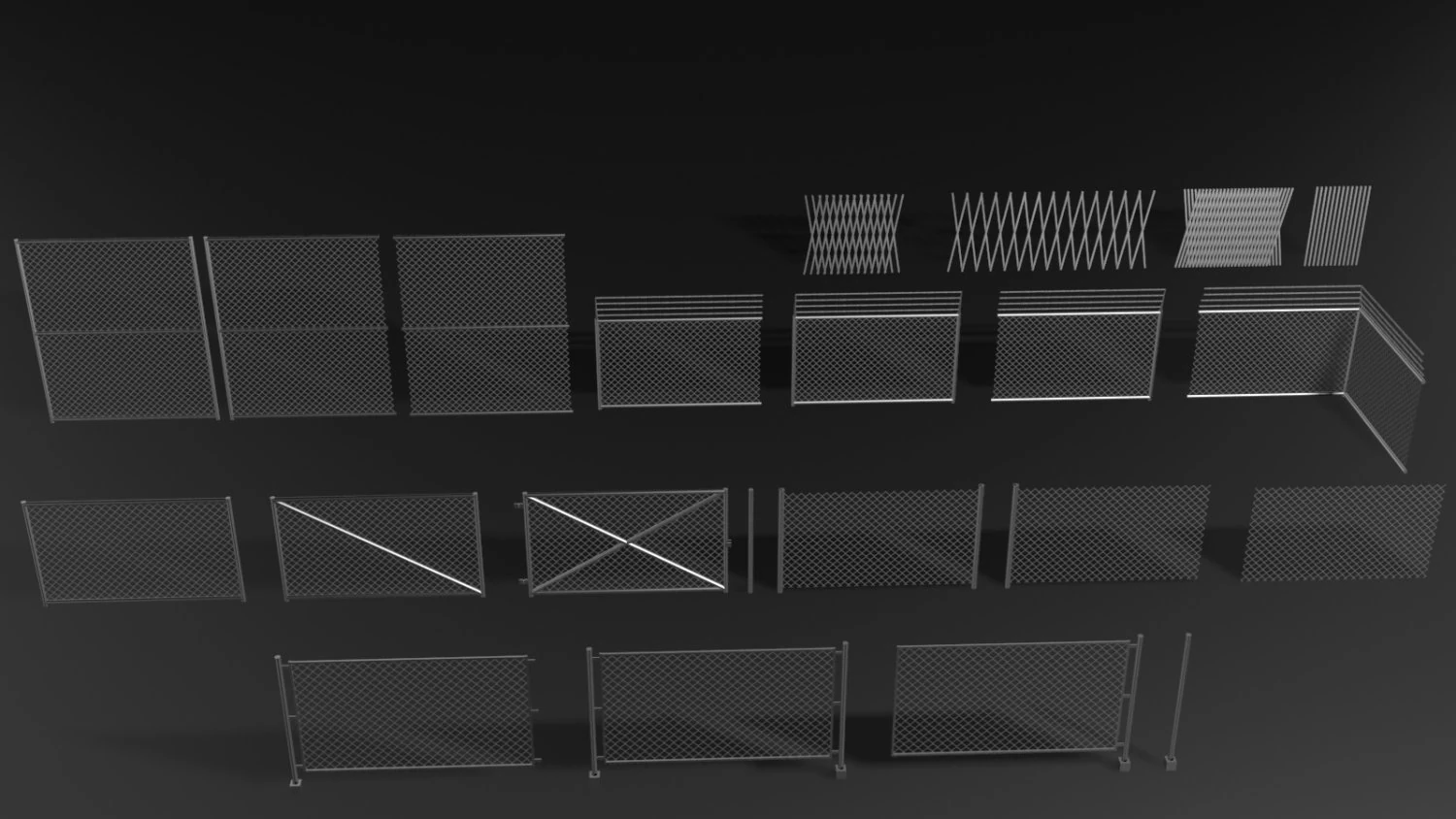 metal enclosure and fences for games 3D Model .c4d .max .obj .3ds .fbx .stl .blend 