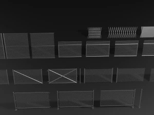 gabinete de metal e cercas para jogos Modelo 3D