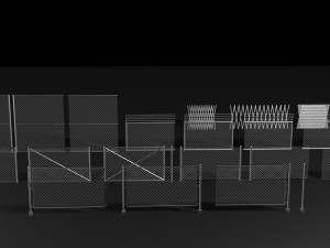 metal enclosure and fences for games 3D Model