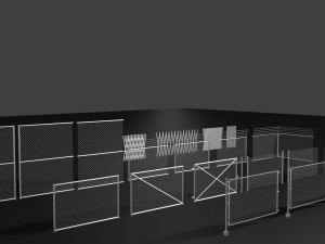 metal enclosure and fences for games 3D Model