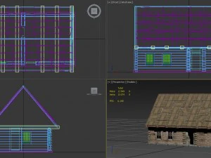 wood cabin - game model for unrealengine 3D Model