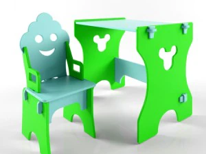 mengatur meja furnitur anak-anak dan kursi gnome Model 3D
