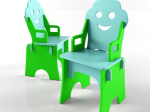 set childrens furniture table and chair gnome Modelo 3D
