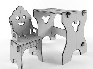 set childrens furniture table and chair gnome Modelo 3D